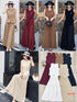 Casual Pleated Long Skirts With Vest Sets